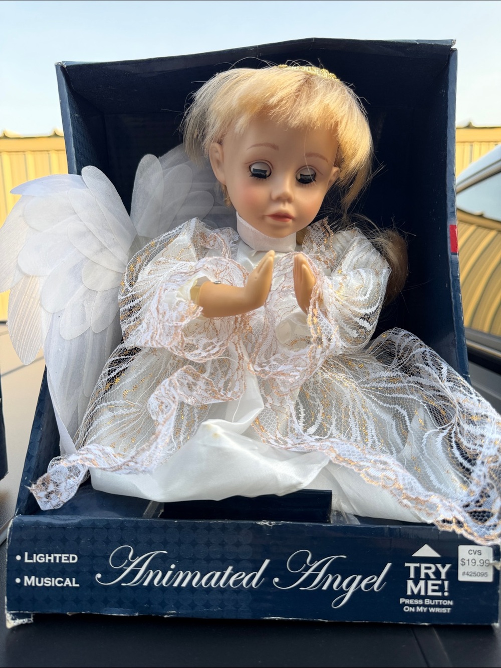 Animated Angel Musical Lighted Doll in White and Gold